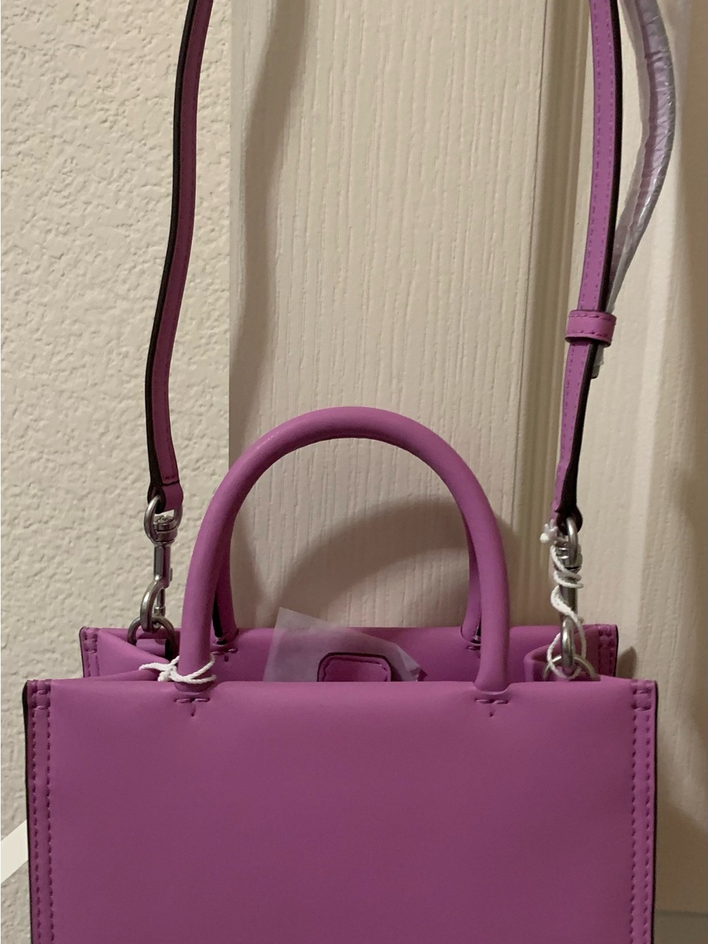 Tory Burch Lilac Leather Mini Tote with Logo Medallion - Picture 7 of 9